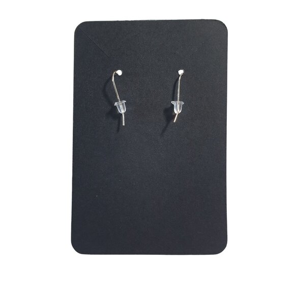 Pink Stone Wire Wrapped Dangle Earrings Silver Tone Hook Rectangle Gemstone Gift - Picture 3 of 3